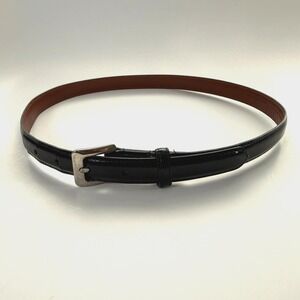 COACH 3/4" Polished Cowhide Leather Belt Womens Black Silver Buckle Solid